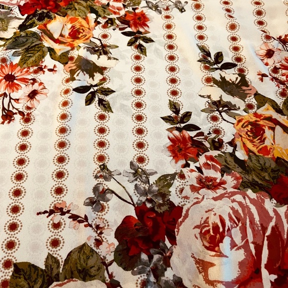 Jealous Tomato Cream Smoked/Ruffled High Neckline Long Sleeve Boho Blouse Sz Lg - Picture 11 of 11